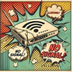 Pop art style image of wireless internet loading slowly.
